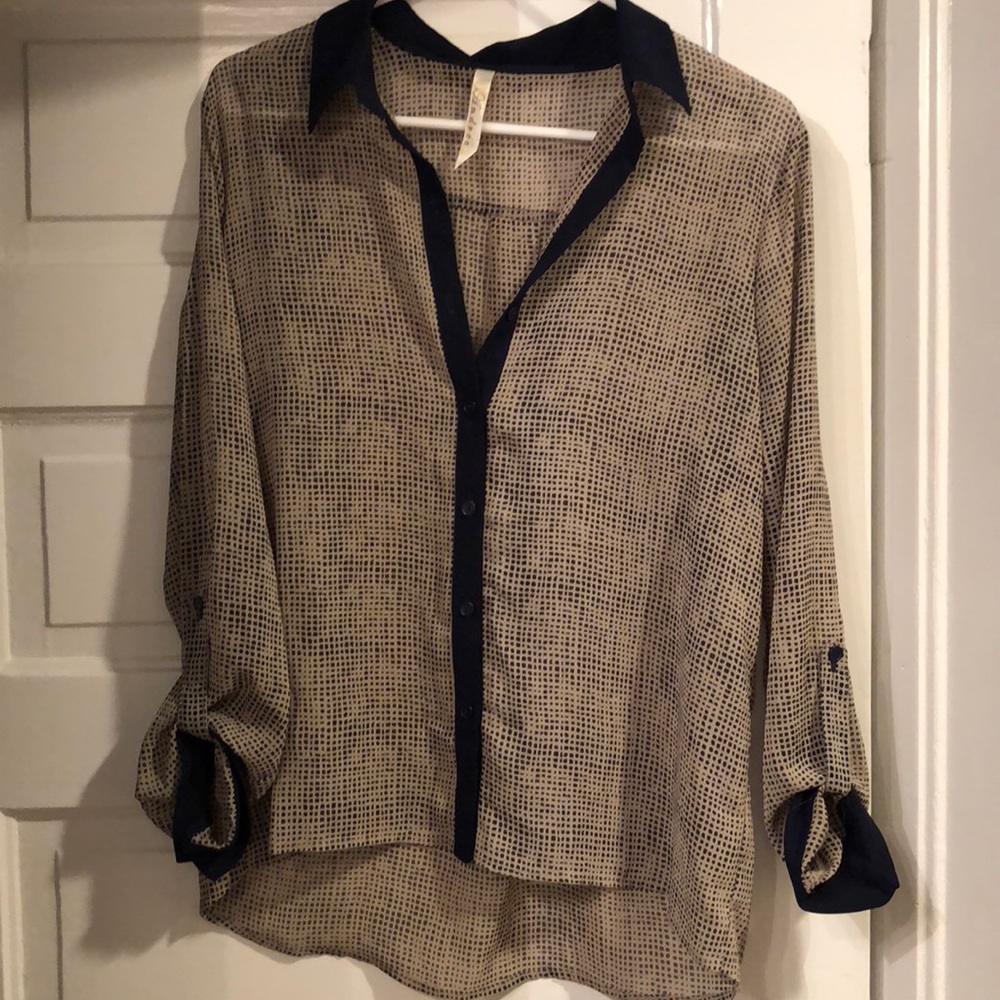 Size Medium Navy button up sheer top